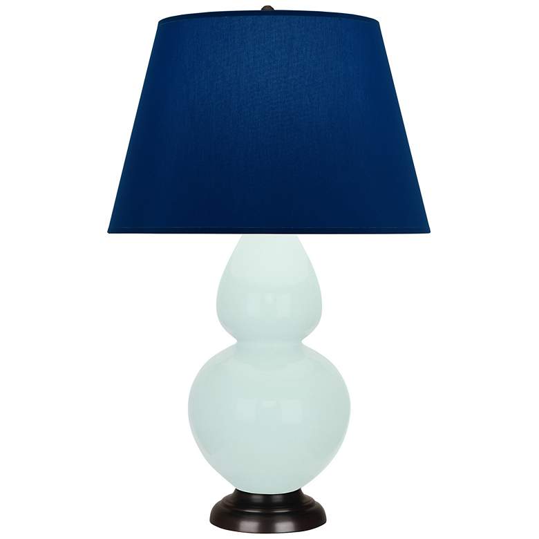 Image 1 Double Gourd 31"H Mint Glazed Bronze Table Lamp w/ Navy Shade