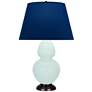 1_Double Gourd 31"H Mint Glazed Bronze Table Lamp w/ Navy Shade