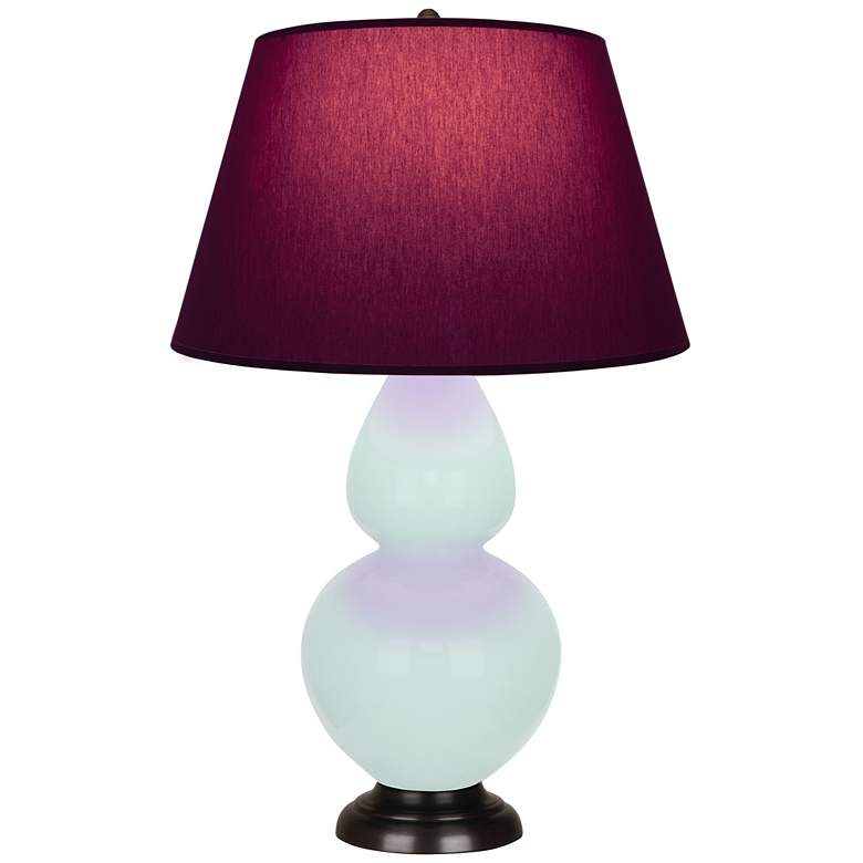 Image 1 Double Gourd 31"H Mint Glazed Bronze Table Lamp w/ Plum Shade