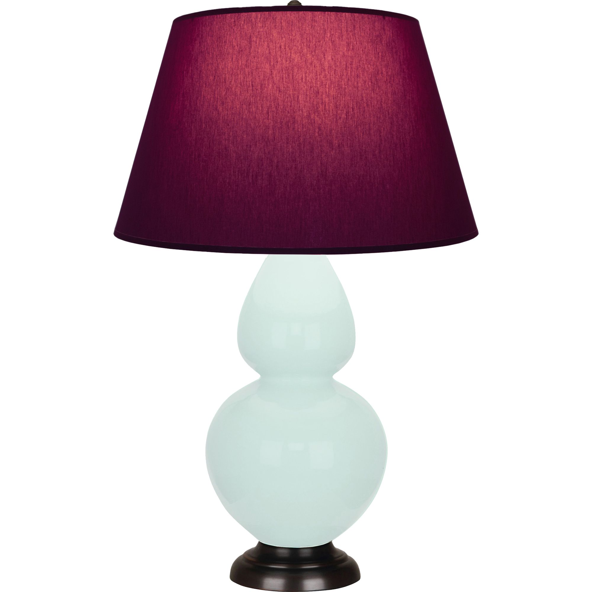 Image 2 Double Gourd 31"H Mint Glazed Bronze Table Lamp w/ Plum Shade more views