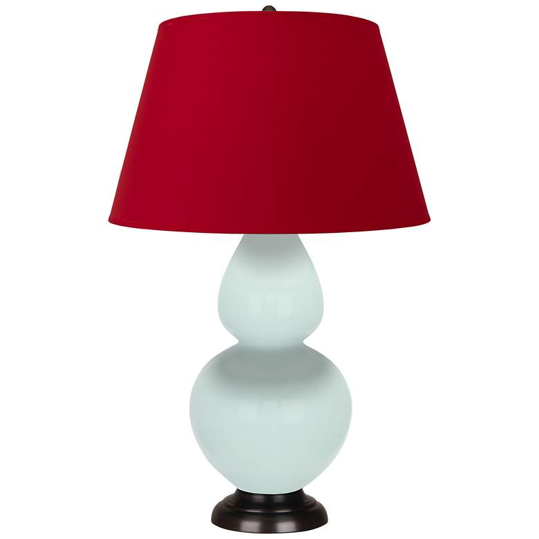 Image 1 Double Gourd 31"H Mint Glazed Bronze Table Lamp w/ Red Black Shade