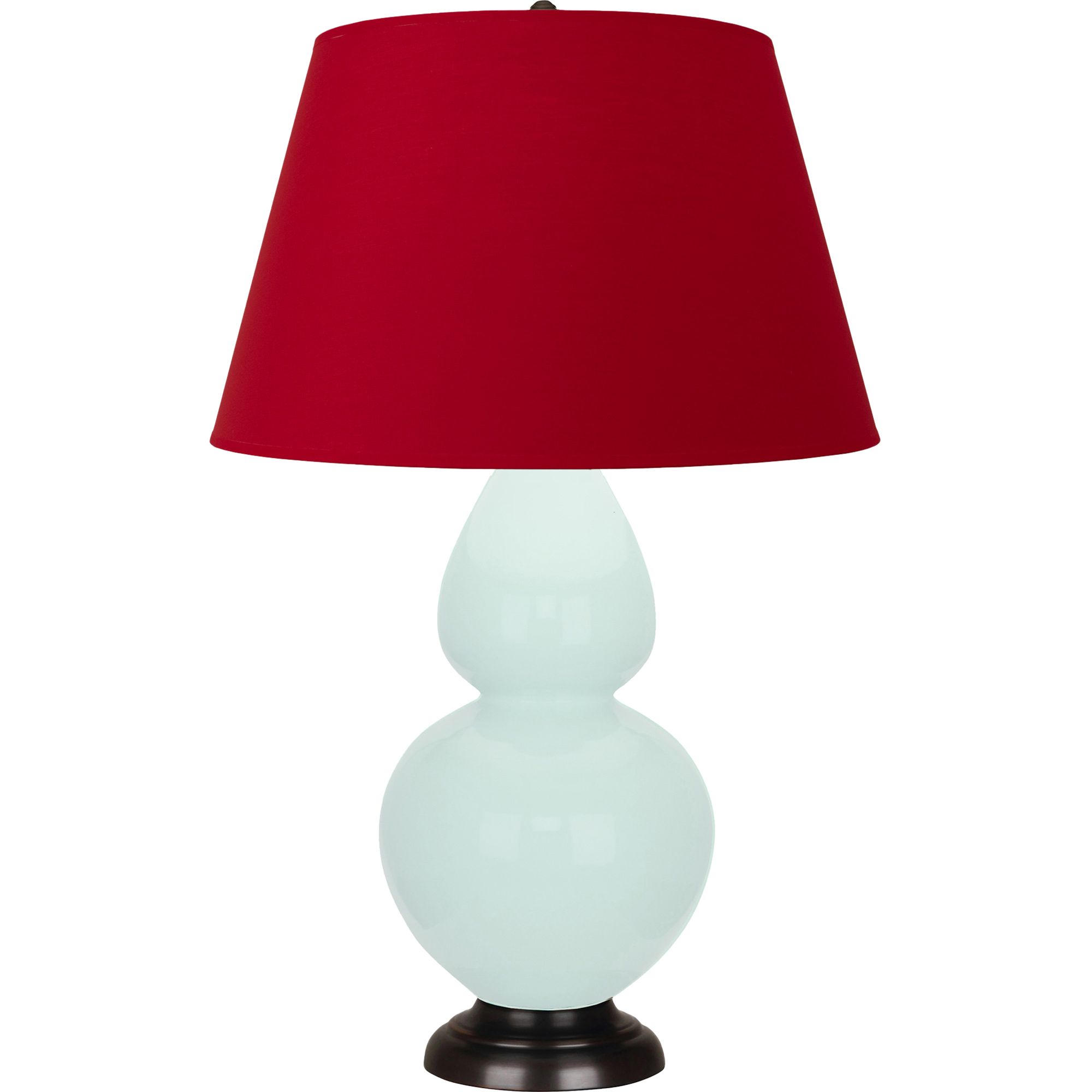 Image 2 Double Gourd 31"H Mint Glazed Bronze Table Lamp w/ Red Black Shade more views