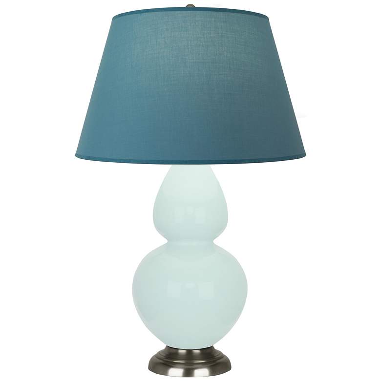 Image 1 Double Gourd 31"H Mint Glazed Silver Table Lamp w/ Bright Blue Shade