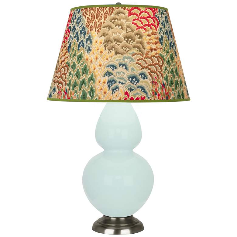 Image 1 Double Gourd 31"H Mint Glazed Silver Table Lamp w/ Fall Floral Shade
