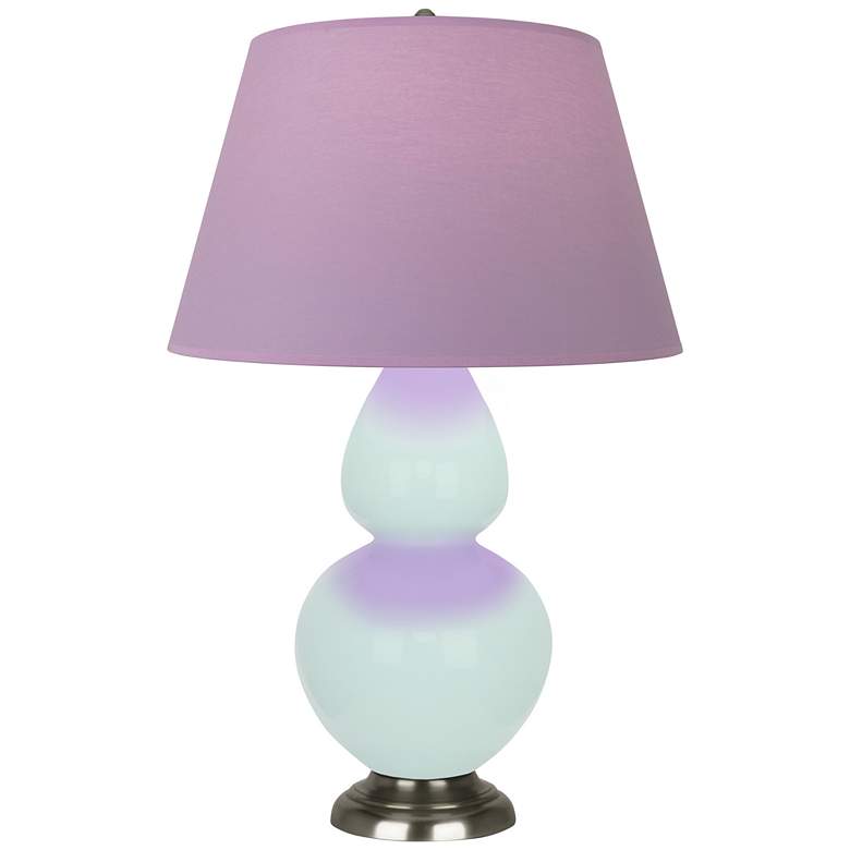 Image 1 Double Gourd 31"H Mint Glazed Silver Table Lamp w/ Lavender Shade