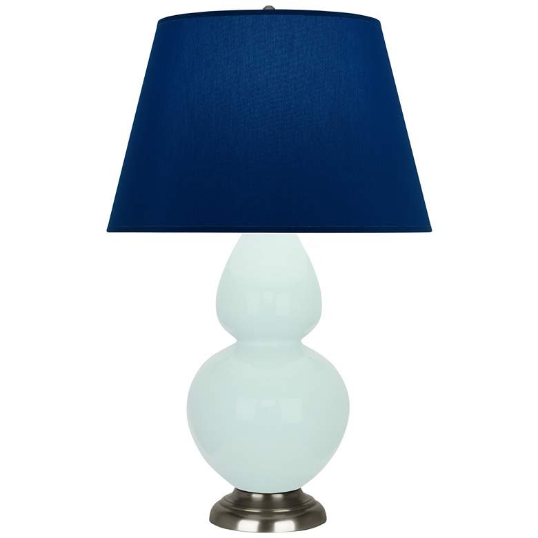 Image 1 Double Gourd 31"H Mint Glazed Silver Table Lamp w/ Navy Shade