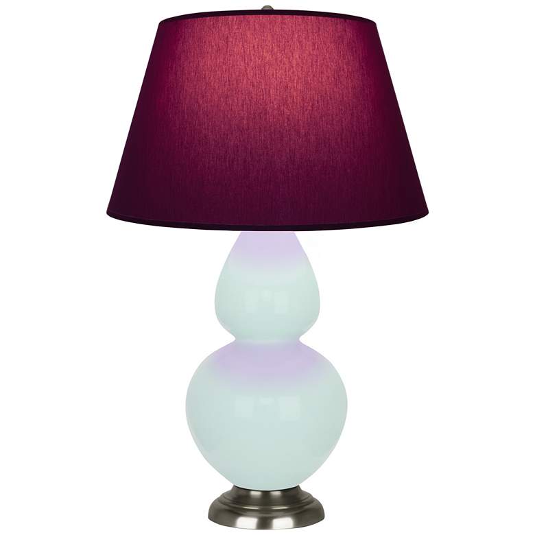 Image 1 Double Gourd 31"H Mint Glazed Silver Table Lamp w/ Plum Shade