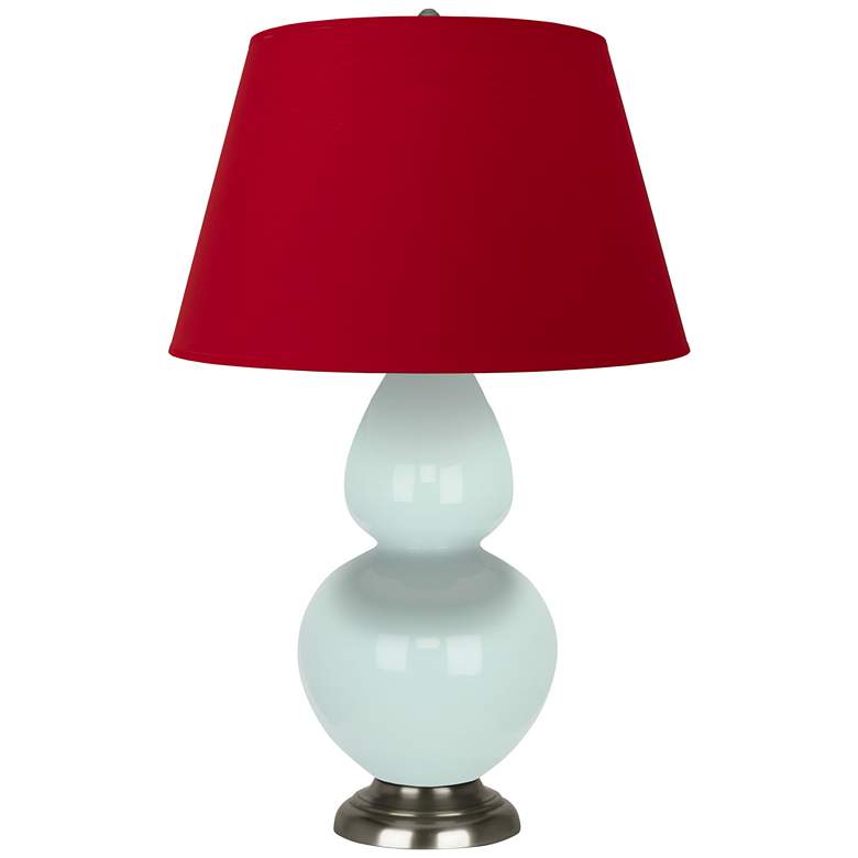 Image 1 Double Gourd 31"H Mint Glazed Silver Table Lamp w/ Red Black Shade