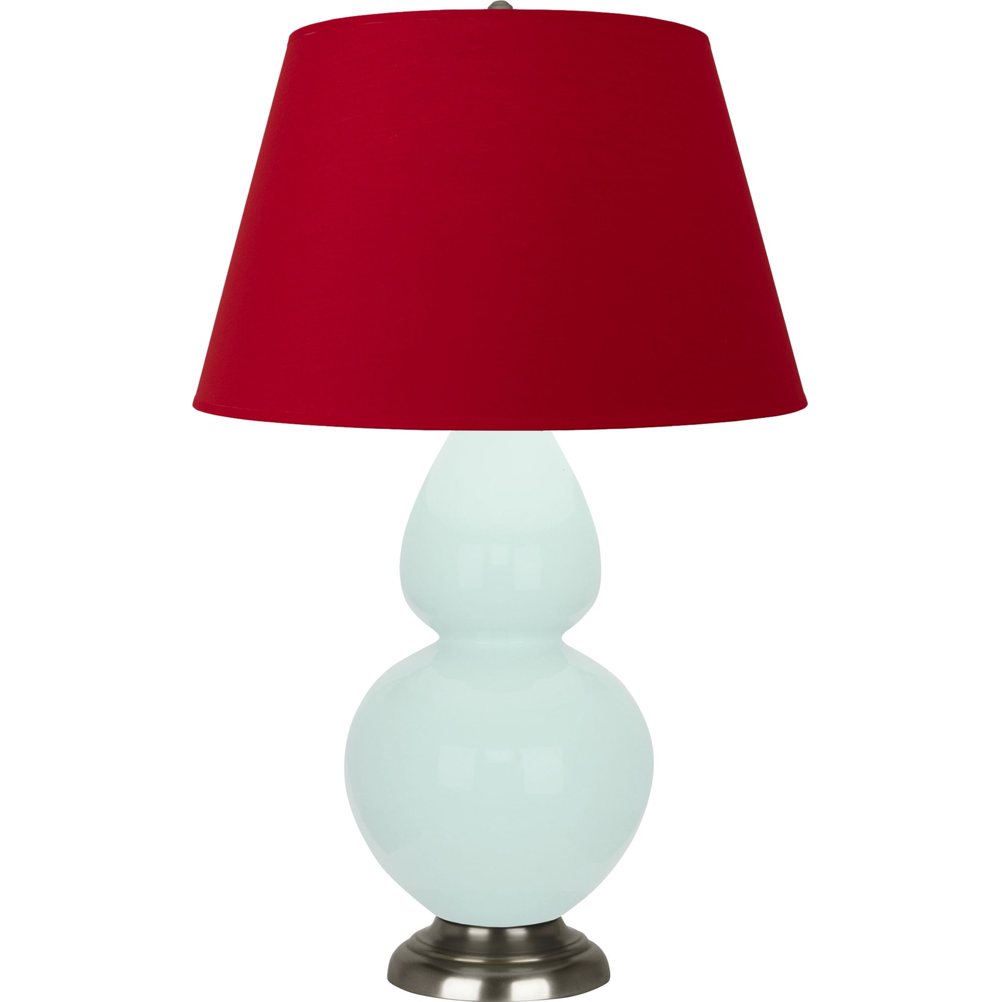 Image 2 Double Gourd 31"H Mint Glazed Silver Table Lamp w/ Red Black Shade more views