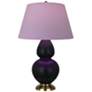 Double Gourd 31"H Obsidian And Brass Lamp w/ Lavender And Plum Shade