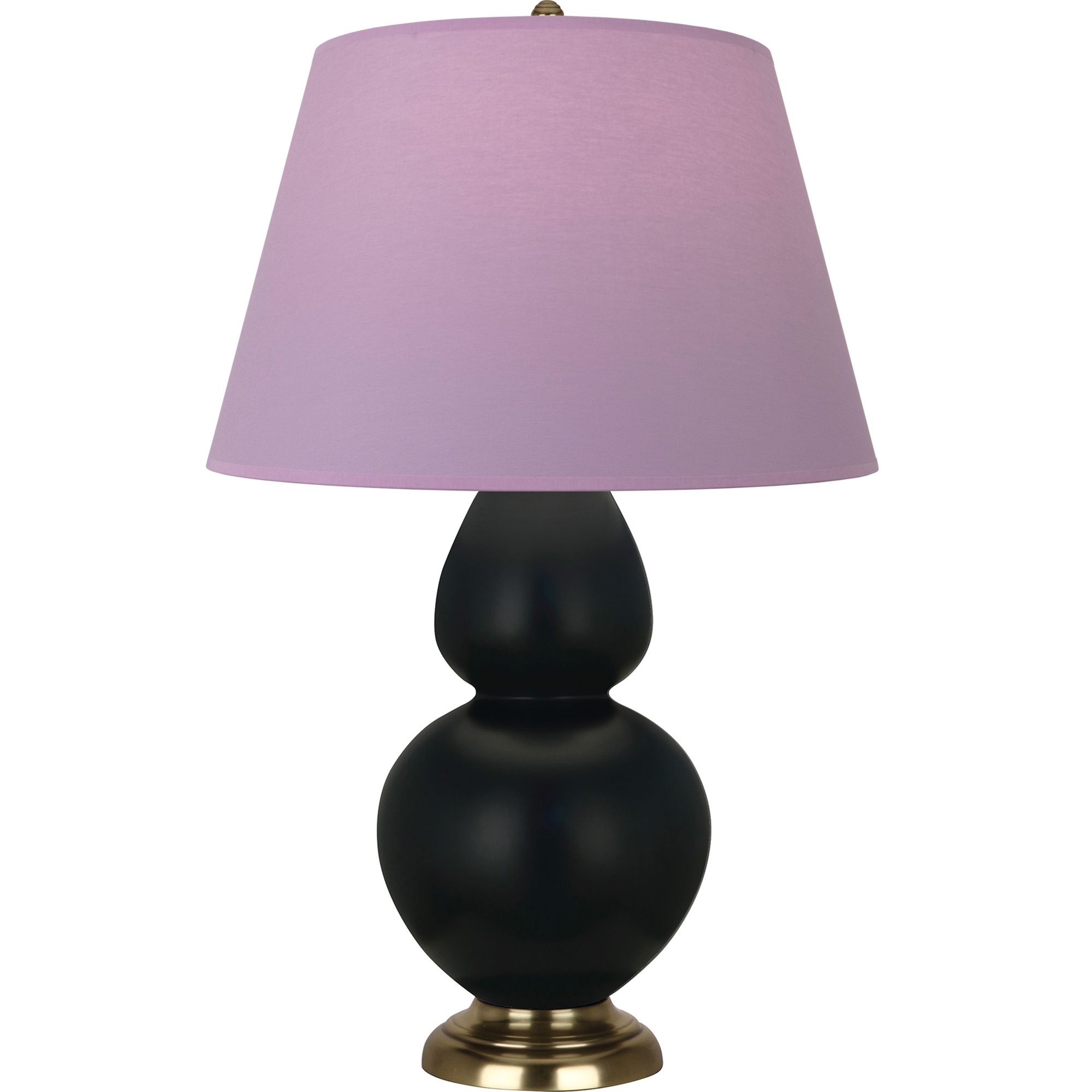 Image 2 Double Gourd 31"H Obsidian And Brass Lamp w/ Lavender And Plum Shade more views