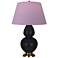 Double Gourd 31"H Obsidian And Brass Lamp w/ Lavender And Plum Shade