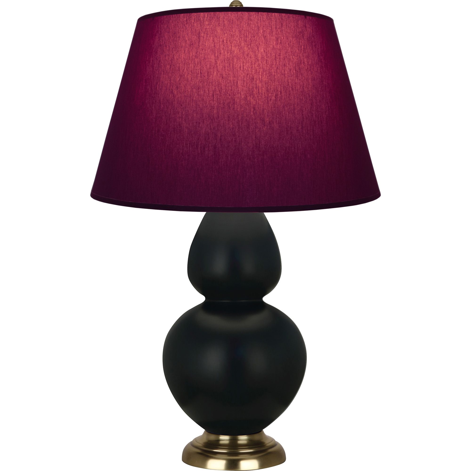 Image 2 Double Gourd 31"H Obsidian And Brass Lamp w/ Plum And Lavender Shade more views