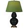 Double Gourd 31"H Obsidian And Brass Lamp w/ Tea Green And Taupe Shade