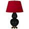 Double Gourd 31"H Obsidian And Brass Table Lamp w/ Black And Red Shade
