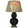 Double Gourd 31"H Obsidian And Brass Table Lamp w/ Fall Floral Shade