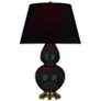 Double Gourd 31"H Obsidian And Brass Table Lamp w/ Ink And Rose Shade