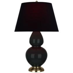 Double Gourd 31"H Obsidian And Brass Table Lamp w/ Ink And Rose Shade