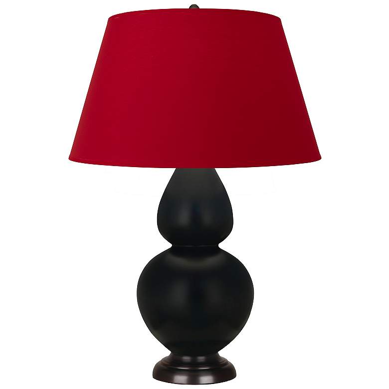 Image 1 Double Gourd 31"H Obsidian And Bronze Lamp w/ Black And Red Shade