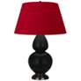 Double Gourd 31"H Obsidian And Bronze Lamp w/ Black And Red Shade