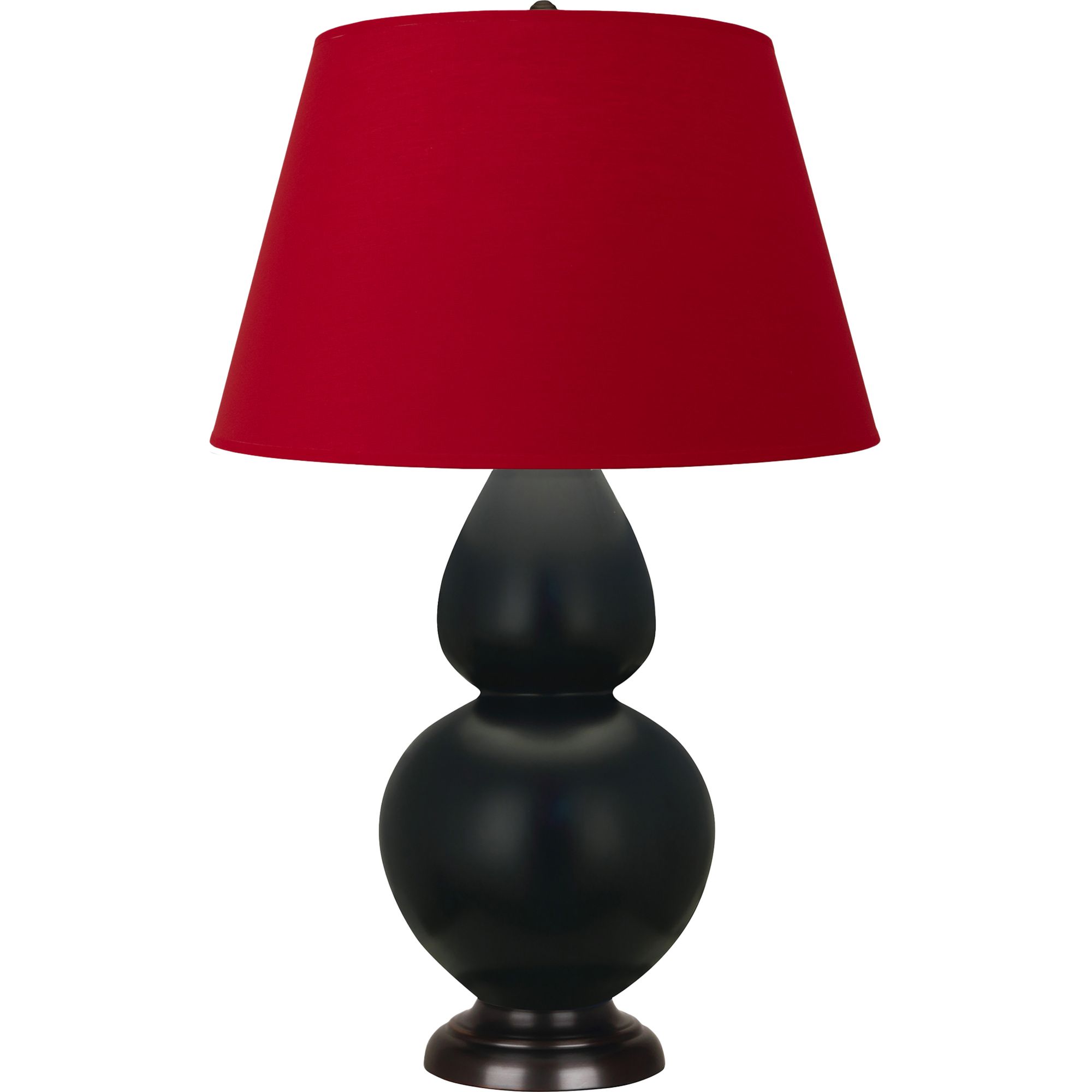 Image 2 Double Gourd 31"H Obsidian And Bronze Lamp w/ Black And Red Shade more views