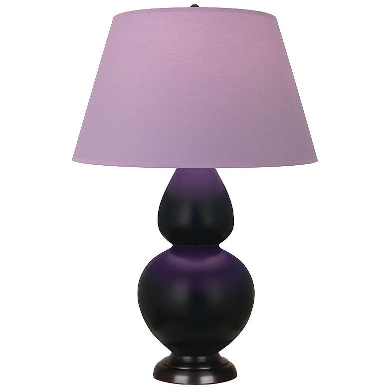 Image 1 Double Gourd 31"H Obsidian And Bronze Lamp w/ Lavender And Plum Shade