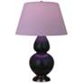 Double Gourd 31"H Obsidian And Bronze Lamp w/ Lavender And Plum Shade