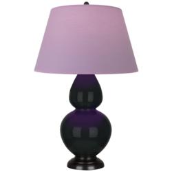 Double Gourd 31"H Obsidian And Bronze Lamp w/ Lavender And Plum Shade