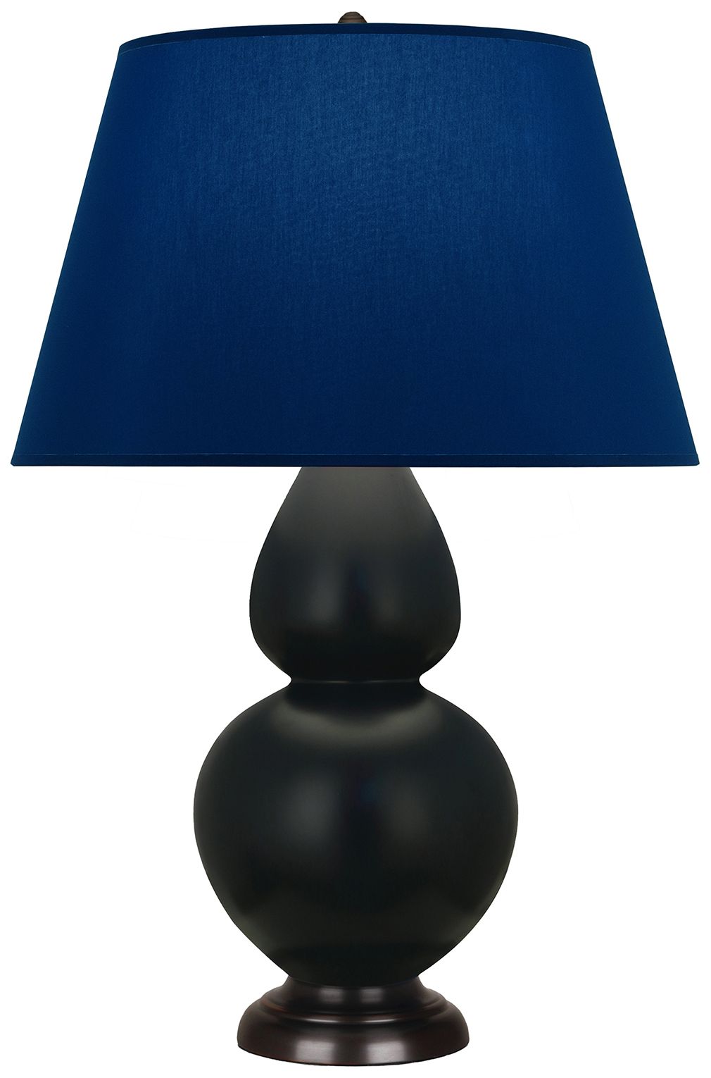 Double Gourd 31"H Obsidian And Bronze Lamp w/ Navy And Gray Made to Order