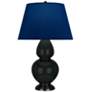 Double Gourd 31"H Obsidian And Bronze Lamp w/ Navy And Gray Shade
