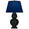 Double Gourd 31"H Obsidian And Bronze Lamp w/ Navy And Gray Shade