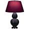 Double Gourd 31"H Obsidian And Bronze Lamp w/ Plum And Lavender Shade