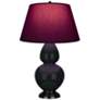 Double Gourd 31"H Obsidian And Bronze Lamp w/ Plum And Lavender Shade