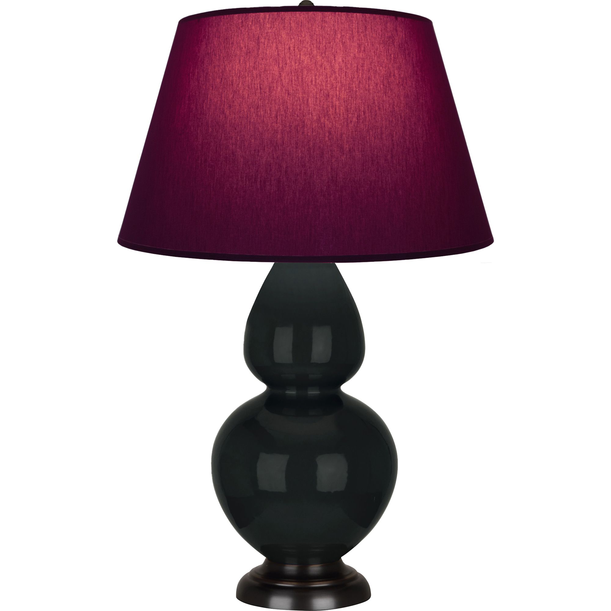 Image 2 Double Gourd 31"H Obsidian And Bronze Lamp w/ Plum And Lavender Shade more views