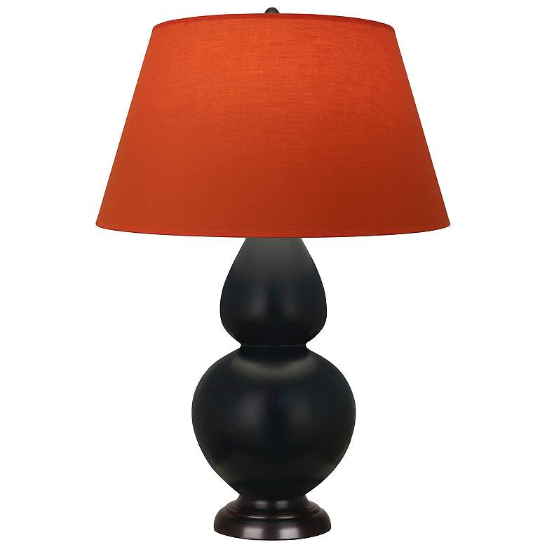 Image 1 Double Gourd 31"H Obsidian And Bronze Lamp w/ Tangerine And Taupe Shade