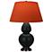 Double Gourd 31"H Obsidian And Bronze Lamp w/ Tangerine And Taupe Shade