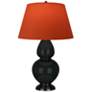 Double Gourd 31"H Obsidian And Bronze Lamp w/ Tangerine And Taupe Shade
