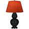 Double Gourd 31"H Obsidian And Bronze Lamp w/ Tangerine And Taupe Shade