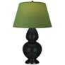 Double Gourd 31"H Obsidian And Bronze Lamp w/ Tea And Taupe Shade