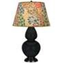 Double Gourd 31"H Obsidian And Bronze Table Lamp w/ Fall Floral Shade