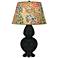 Double Gourd 31"H Obsidian And Bronze Table Lamp w/ Fall Floral Shade