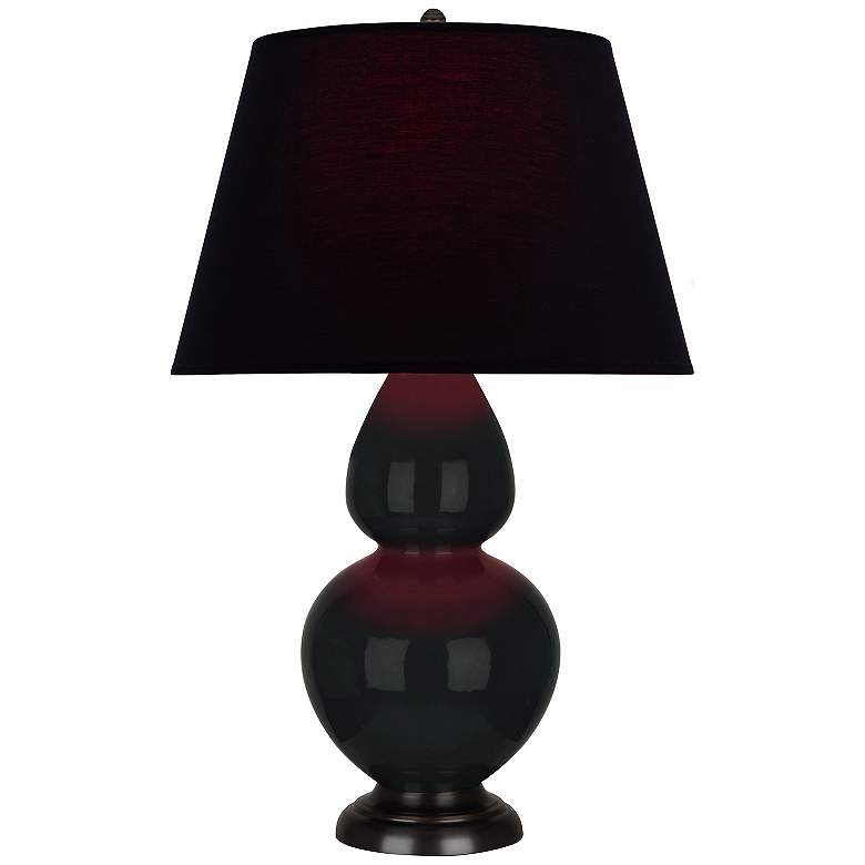 Image 1 Double Gourd 31"H Obsidian And Bronze Table Lamp w/ Ink And Rose Shade