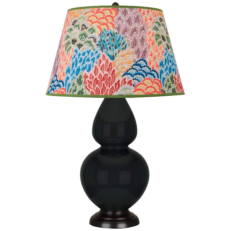 Image 1 Double Gourd 31"H Obsidian And Bronze Table Lamp w/ Spring Shade