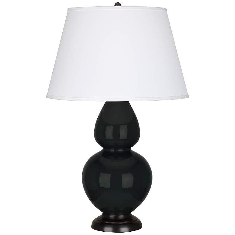 Image 1 Double Gourd 31"H Obsidian And Deep Bronze Table Lamp With Pearl Shade