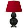 Double Gourd 31"H Obsidian And Silver Lamp w/ Black And Red Shade
