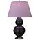 Double Gourd 31"H Obsidian And Silver Lamp w/ Lavender And Plum Shade