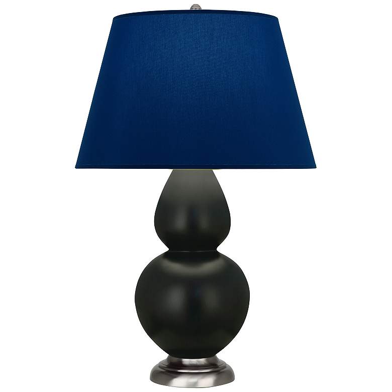 Image 1 Double Gourd 31"H Obsidian And Silver Lamp w/ Navy And Gray Shade