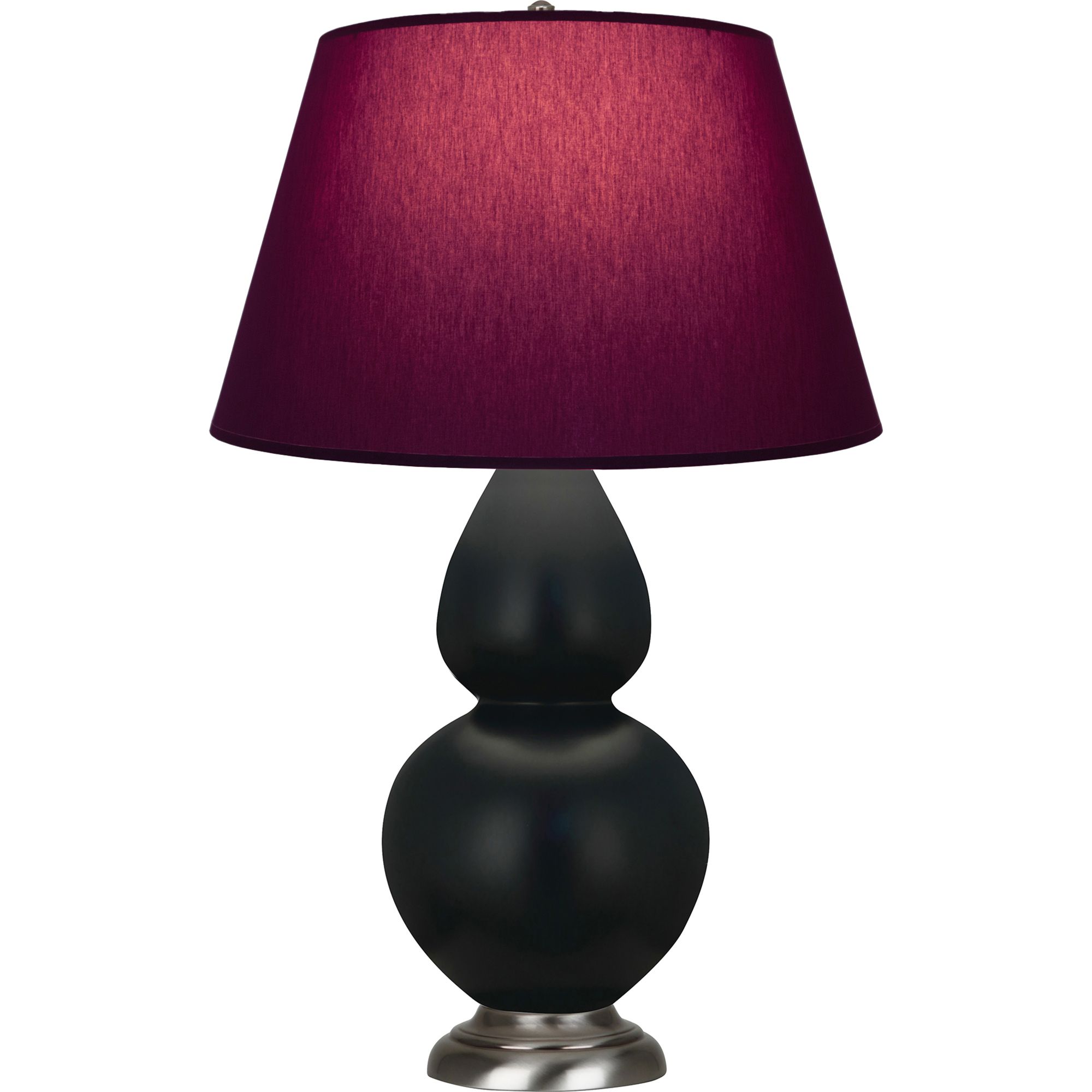 Image 2 Double Gourd 31"H Obsidian And Silver Lamp w/ Plum And Lavender Shade more views