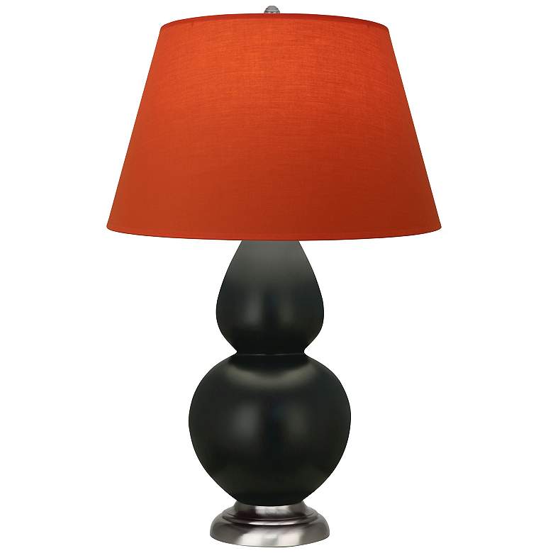 Image 1 Double Gourd 31"H Obsidian And Silver Lamp w/ Tangerine And Taupe Shade