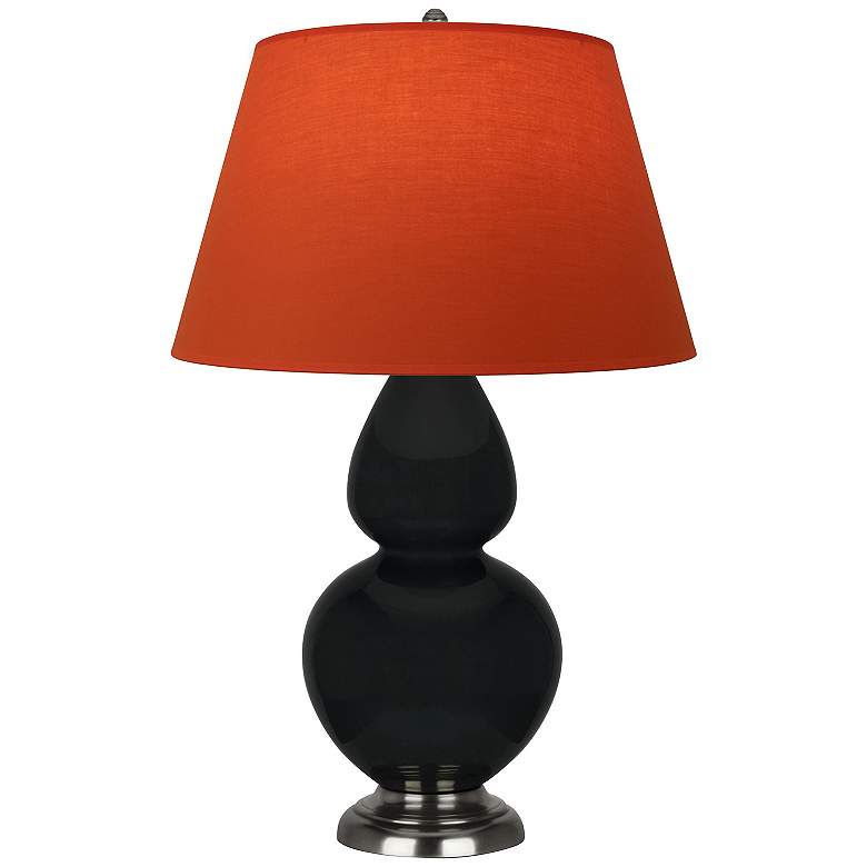 Image 1 Double Gourd 31"H Obsidian And Silver Lamp w/ Tangerine And Taupe Shade